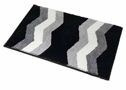 eBoutik Door Mat Non Slip Indoor Doormat Machine Washable Barrier Mat Dirt Trapper (Black and White Zig Zag, 50cm * 80cm)