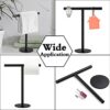 Pynsseu Bath Hand Towel Holder Standing, SUS304 Stainless Steel Matte Black T-Shape Towel Bar Rack Stand, Tower Bar for Bathroom Kitchen Vanity C