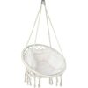 VOUNOT Swing Chair with Round Seat Cushion, Macrame Hammock Hanging Chair for Indoor, Outdoor, Beige