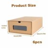 Yililay 6Pcs Shoe Storage Box, 13.78x9.06x5.31 Inch Cardboard Drawer Shoe Boxes with Window Stackable Shoe Boxes Organiser for File Dress or Toys