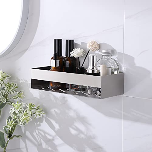 KES Shower Shelf Self Adhesive Shower Caddy Stick on Bathroom Shelf Wall Mounted SUS 304 Stainless Steel 26CM Brushed Finish, BSC222S26-2