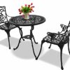 Centurion Supports TABREEZ Garden & Patio Table & 2 Large Chairs with Armrests Cast Aluminium Bistro Set - Black
