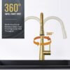 Tohlar Kitchen Tap, Gold Kitchen Tap, Kitchen Taps with Pull Out Spray Stainless Steel Kitchen Sink Tap Gold Kitchen Mixer Tap Brushed Gold Kitch