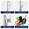 yeulluey Kitchen Taps with Pull Out Spray, Temperature Display Kitchen Sink Taps High Arc Single Handle Kitchen Mixer Taps 1 Hole Commercial Kitc