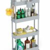 LEHOM 5.1" Slim Storage Cart - 4 Tiers Bathroom Organizer Mobile Shelving Unit Storage Rolling Utility Cart Slide Out Organizer for Kitchen Bathr