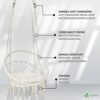 VOUNOT Swing Chair with Round Seat Cushion, Macrame Hammock Hanging Chair for Indoor, Outdoor, Beige