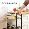KINGRACK 4-Tier Slim Rolling Cart with Wooden Tabletop,Easy Assemble Mobile Storage Trolley On Wheels,Slide Out Utility Cart Shelving Units for N