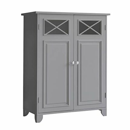 VERSANORA Teamson Home Bathroom Dawson Grey Wooden Free Standing Cabinet EHF-6841G, 33 x 66 x 86.4