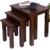 Aurotrice OAK Solid Nest of 3 Tables Coffee Table Small Wooden Side/End/Lamp Walnut Nesting Tables for Living Room
