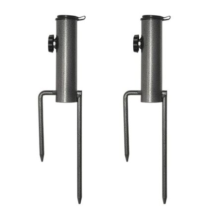 MEETOZ Heavy Duty Patio Umbrella Steel Anchor Beach Umbrella Metal Holder Stands, Stand-Sand Grass Auger with Two Forks Ideal for Use in Soil Bla