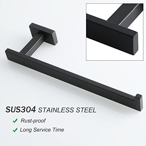Mooche Hand Towel Holder 30CM Black Towel Rail Wall Mounted for Bathroom, SUS304 Stainless Steel Towel Ring for Kitchen, GOY5290-B