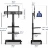 FITUEYES Rolling TV Stand on Wheels for 32 to 60 Inch TVs Portable Mobile TV Stand TV Trolley Swivel Height Adjustable Cable Management 2 Removab