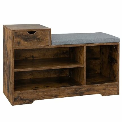 WellFurGeer Shoe Bench with Padded Cushion, Entryway Bench with Shoe Storage, Shoe Rack for Entryway Small Space, Front Door Shoe Rack for Entryw