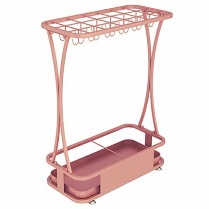 AANAN Umbrella Stands,Extra Large Metal Umbrella Stand with 21 Holes and 24 Hooks, Rectangle Umbrella Walking Stick Holder with Removable Drip Tr