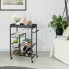 ZCMEB Serving Cart Metal Frame Rolling 4-Tier Kitchen Bar Cart Rolling Wine Rack Removable Tray Basket