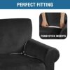 FreeBiz Sofa Covers 1 Seater Elastic Fabric Slipcovers Stretch Couch Slip Cover Plush Protector for Kids Pets Living Room Black