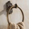 RAKUTE Solid Aluminium Wall-Mounted Round Antique Brass Color Towel Ring, Bathroom Towel Holder, Towel Rack for Bathroom Accessories Bathroom Rin