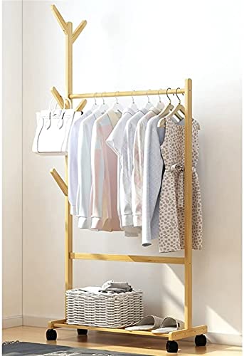 KRHINO Clothes rack and hat rack Bedroom Vertical Coat Rack Door Simple Clothing Storage Rack Bamboo Wood Multifunctional Clothes Rack Shoe Rack
