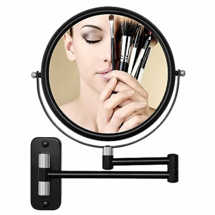 Vitoki Makeup Mirror Chrome, Wall Mounted 8 Inch Double-Sided Vanity Mirror 1X/10X Magnification,360°Swivel