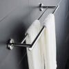 RSOCHS Stainless Steel Anti-rust Bathroom Washroom Double Rod Towel Rack Shelf Holder Wall Mounted