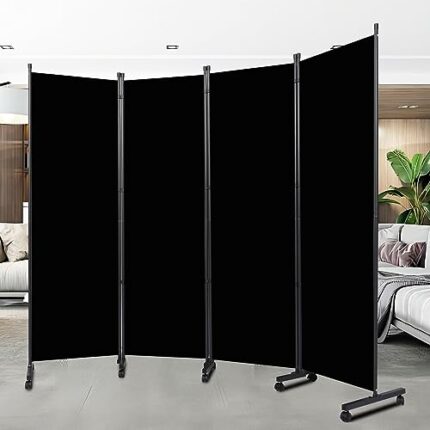 Room Divider Portable 88'' Partition Room Dividers and Folding Privacy Screens 4 Panel Wall Divider for Room Separation, Freestanding Fabric Room