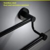 Stainless steel towel rail Extended Double towel bar Rust Wall mounted towel rack Black paint finish For Bathroom Kitchen Office.Punch-G 90 Color