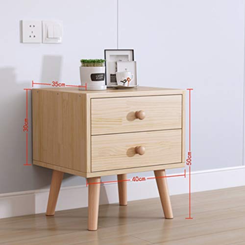 JYDQM Solid Wood Bedside Table Side Cabinet Bedroom Small Apartment Home Locker, Double Drawer Design Bedside Table