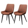 dining chair Kitchen Dining Room Furniture Chairs Dining Chairs Set Of 2 Kitchen Chairs with PU Cushion Seat Back Modern Mid Century Living Room