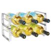 mDesign Set of 2 Wine Rack – Stackable Metal Wine Shelf for up to 3 Bottles – Convenient Shelf for Wine Bottles and More – Graphite Grey