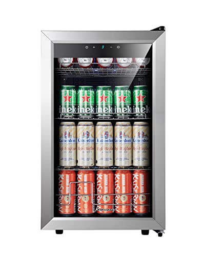 Kalamera Beer Fridge, 68L Freestanding Drinks Fridge with Glass Door, Digital Touch Control, Stainless Steel, KRC-70BV