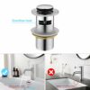 CREA Basin Sink Waste Pop Up, Click Clack Sprung Plug with Overflow for Bathroom Sink, Sprung Basin Waste Slotted, Chrome