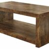 GFW Coffee Table with Storage Shelf for Display, Use for Living Room, Entertainment, Media Accessories & Books, Mango Wood, Engineered, Gold, W10