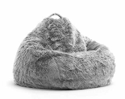Luxurious Large Grey Fur (4 x 3) Feet Bean Bag Cover (No Fillers) Sofa Couch Cover Lounger Bean Bag Cover Zipper Organizing Children Plush Toys S