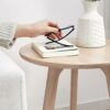 Round Side Table 100% Solid Wood Occasional Table Minimal Scandinavian End Table for Living Room Sofa Table (Whitewash Oak)