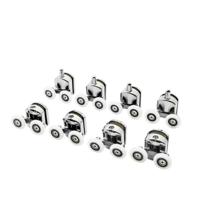 New Replacement Shower Door Fixing Wheels in Chrome - 4X Top & 4X Bottom - Fits Glass 4-6mm