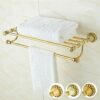 HIGOH Towel Racks, Bathroom Towel Rack Wall Mounted Towel Holder,European-Style All-Copper Natural Jade Carved Bath Towel Rack,Bathroom Hardware,