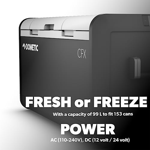 Dometic CFX3 100-Liter Portable Refrigerator and Freezer, Powered by AC/DC or Solar