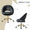 FABRICATION HAUS Desk Home Swivel Office Chair Velvet Height Adjustable Armless Padded Cushion Task with Gold Base Mid Back Comfy Computer Chair