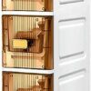 OPSREY Narrow Bathroom Corner Floor Cabinet, Slim Toilet Paper Storage Cabinet with Clear Drawers and Casters, Bathroom Floor Cabinet Storage Car