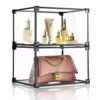 SOGOBOX Shoe Box with Mirror Back,Stackable Clear Shoe Box,As Shoe Box Storage Containers and Shoe Display Case,with Magnetic Side Opening Door,