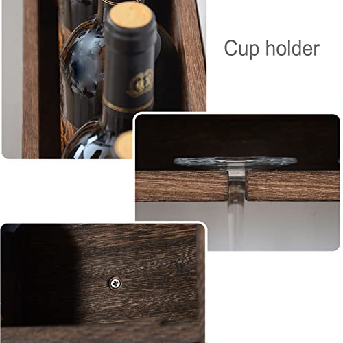 Qunine Wine Rack Wall Mounted Wine Holder Wood, Wine Storage Rack Wine Bottle Holder with Glass Holder Hanging Stemware Racks Bar Wall Wine Decor