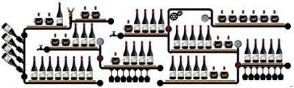 EYLINK Wine Rack Wall-Mounted Metal Wine Glass Rack Pipe Hanging Bottle Holder Wooden Floating Shelf Industrial Antique Decorative Display Rack W