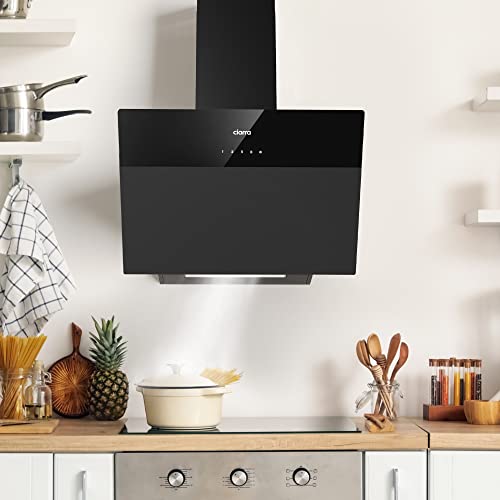 CIARRA CBCF6736H A++ Touch Control Angled Cooker Hood 60cm 4-Speed with Booster Function Chimney Vent Hood with Dimmable LED Lights Recirculating