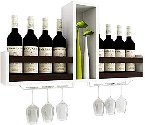 EYLINK Wine Racks,White Wall Mounted Wine Rack Rustic Wine Shelf Stem Glass Holder & Wine Cork Storage Wine Glass Rack Hanging -Wall Shelf Storag