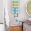 Towel Storage Rack Wall Mounted, Bathroom Towel Rack with 6 Compartments, Hanging Towel Rail Metal Towel Holder Bath Towel Shelf for Large and Sm