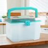 Bershaker Medicine Box,Family First Aid Box,Storage Box,Portable Medicine Cabinet,2 Layers with A Mini Pill Box,Multifunctional Plastic Storage C