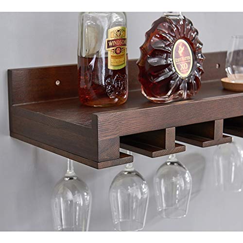 Wall Mount The Wine Glass Hanging Rack Kitchen or dininghanging Wine Shelf Timber Frame Walnut color23.6x10.6x4.7inches Decorative wine rack
