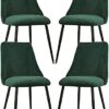 Flannel Dining Chairs Set Of 4 Ergonomic Design Kitchen Chairs with Black Metal Legs Dining Chairs (Color : Orange)
