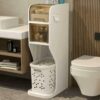 11" W Skinny Bathroom Storage Cabinet, 2/3/4 Tier Toilet Paper Holder Cabinet with Drawers, Narrow Pantry Cabinet for Bedroom, Bathroom, Office,