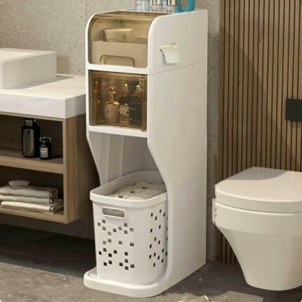 11" W Skinny Bathroom Storage Cabinet, 2/3/4 Tier Toilet Paper Holder Cabinet with Drawers, Narrow Pantry Cabinet for Bedroom, Bathroom, Office,